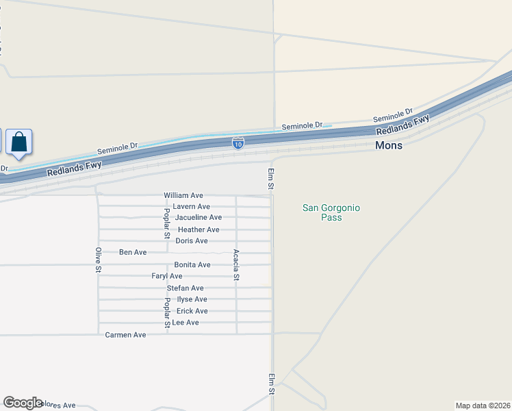 map of restaurants, bars, coffee shops, grocery stores, and more near 51971 Lavern Avenue in Cabazon