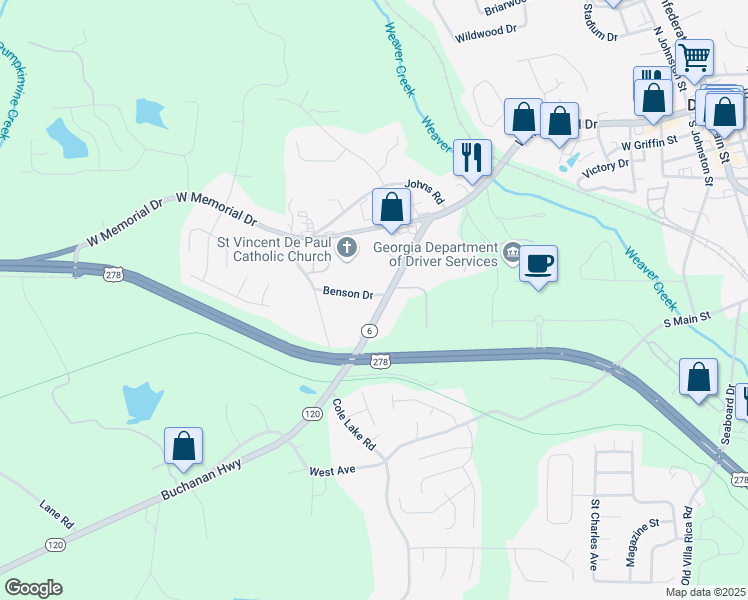 map of restaurants, bars, coffee shops, grocery stores, and more near 221 Buchanan Street in Dallas