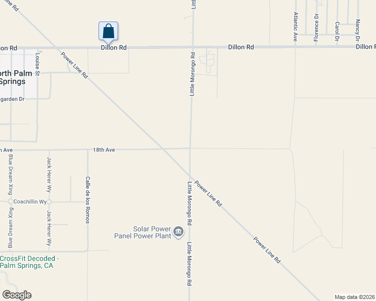 map of restaurants, bars, coffee shops, grocery stores, and more near 18th Avenue in Desert Hot Springs