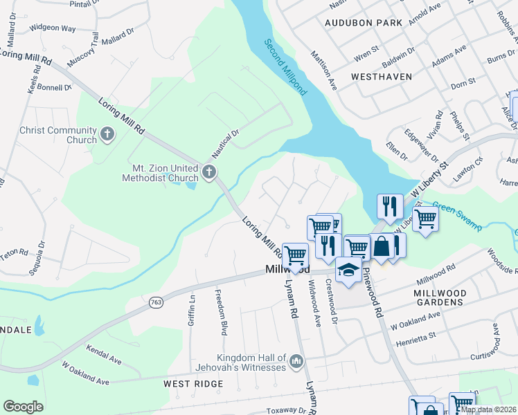 map of restaurants, bars, coffee shops, grocery stores, and more near 110 Horseshoe Cove in Sumter