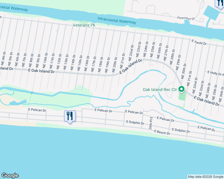 map of restaurants, bars, coffee shops, grocery stores, and more near 110 SE 20th St in Oak Island