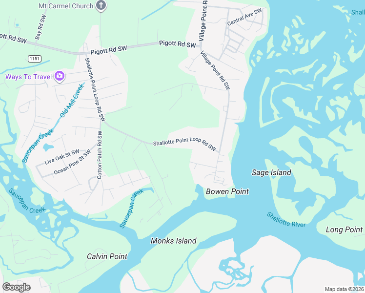 map of restaurants, bars, coffee shops, grocery stores, and more near 1719 Shallotte Point Loop Road Southwest in Shallotte