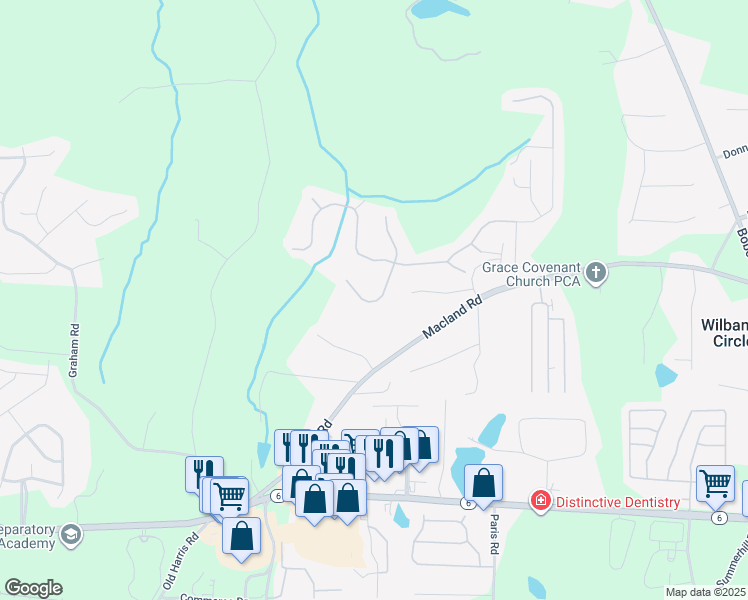 map of restaurants, bars, coffee shops, grocery stores, and more near 221 Tower Drive in Dallas