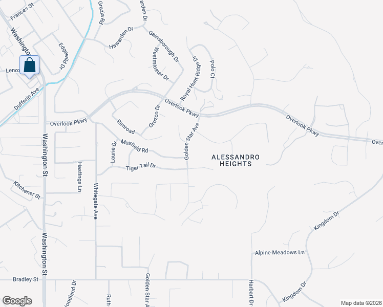 map of restaurants, bars, coffee shops, grocery stores, and more near 7308 Golden Star Avenue in Riverside