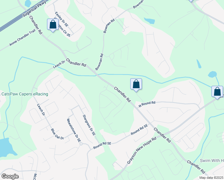 map of restaurants, bars, coffee shops, grocery stores, and more near 1543 Dover Creek Lane in Grayson