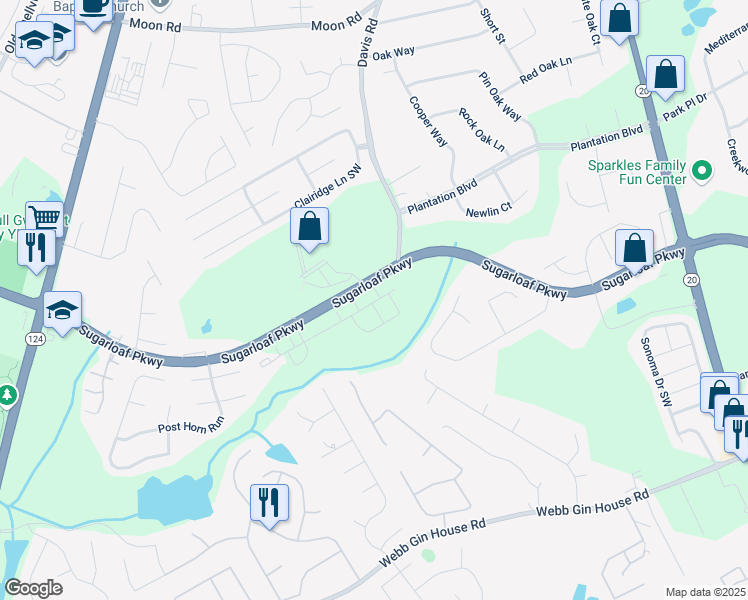 map of restaurants, bars, coffee shops, grocery stores, and more near 329 Elgin Drive in Lawrenceville