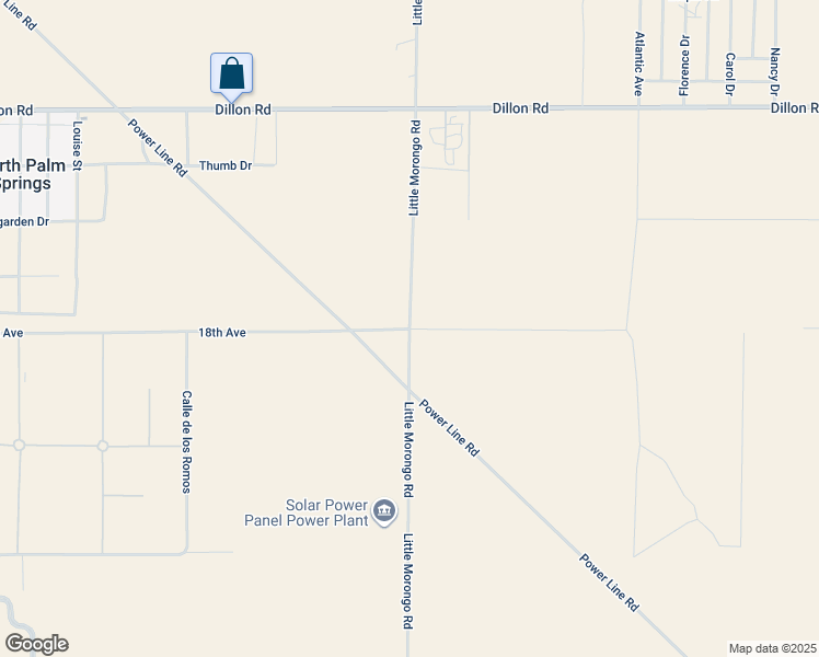 map of restaurants, bars, coffee shops, grocery stores, and more near 18th Avenue in Desert Hot Springs