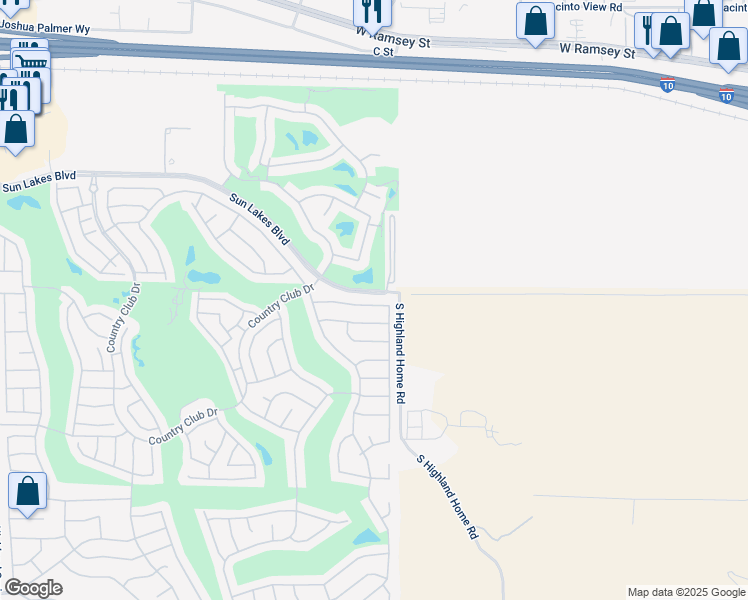 map of restaurants, bars, coffee shops, grocery stores, and more near 4841 Bermuda Dunes Avenue in Banning