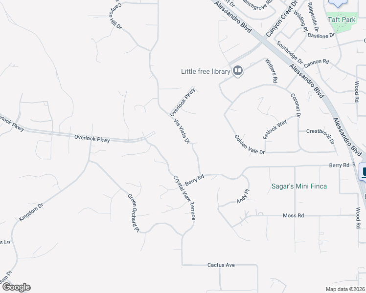 map of restaurants, bars, coffee shops, grocery stores, and more near 7351 Via Vista Drive in Riverside