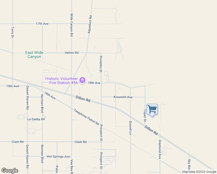 map of restaurants, bars, coffee shops, grocery stores, and more near 73385 18th Avenue in Desert Hot Springs