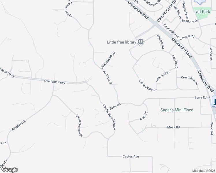 map of restaurants, bars, coffee shops, grocery stores, and more near 7351 Via Vista Drive in Riverside