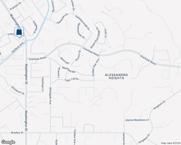 map of restaurants, bars, coffee shops, grocery stores, and more near 7297 Boice Lane in Riverside