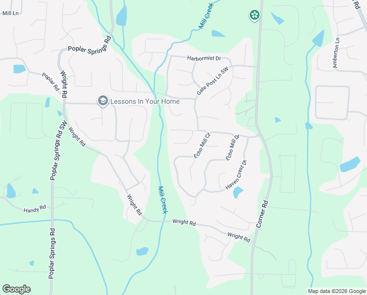 map of restaurants, bars, coffee shops, grocery stores, and more near 5483 Amity Cove in Powder Springs