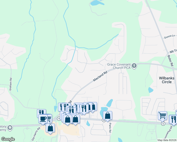 map of restaurants, bars, coffee shops, grocery stores, and more near 221 Tower Drive in Dallas