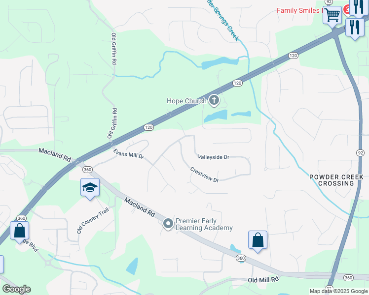 map of restaurants, bars, coffee shops, grocery stores, and more near 39 Crestview Drive in Dallas