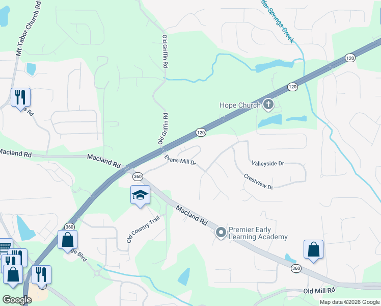 map of restaurants, bars, coffee shops, grocery stores, and more near 780 Camry Circle in Dallas
