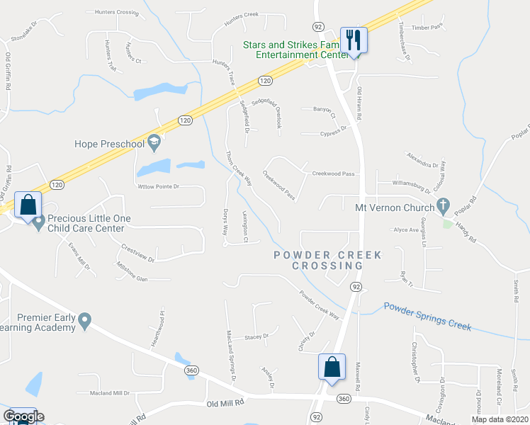 map of restaurants, bars, coffee shops, grocery stores, and more near 462 Thorn Creek Way in Dallas