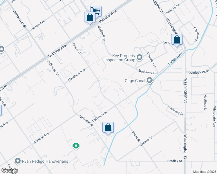 map of restaurants, bars, coffee shops, grocery stores, and more near 2353 Grace Street in Riverside