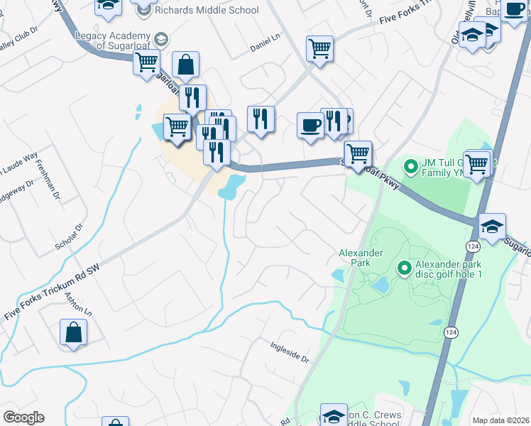 map of restaurants, bars, coffee shops, grocery stores, and more near 837 Edgeley Lane in Lawrenceville