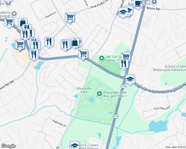 map of restaurants, bars, coffee shops, grocery stores, and more near 818 Old Snellville Highway in Lawrenceville