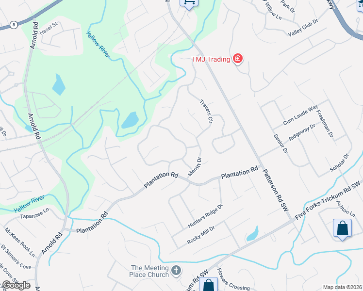 map of restaurants, bars, coffee shops, grocery stores, and more near 290 Congress Parkway in Lawrenceville