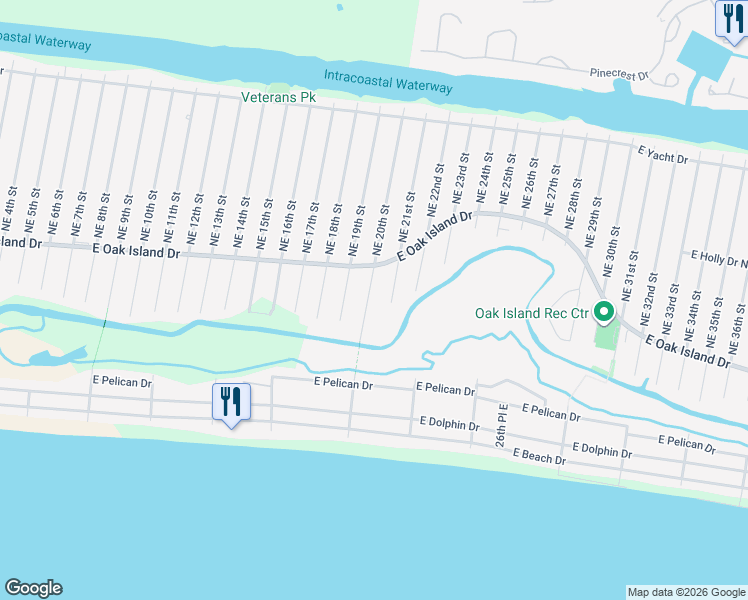 map of restaurants, bars, coffee shops, grocery stores, and more near 110 SE 20th St in Oak Island