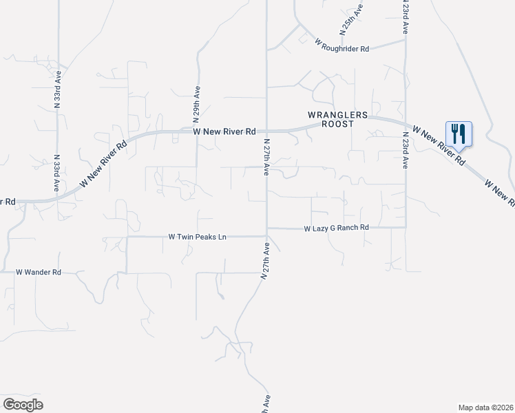 map of restaurants, bars, coffee shops, grocery stores, and more near 2636 West Wolftrap Road in New River