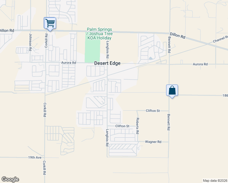 map of restaurants, bars, coffee shops, grocery stores, and more near 17777 Langlois Road in Desert Hot Springs