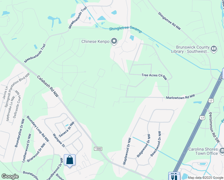 map of restaurants, bars, coffee shops, grocery stores, and more near 465 Stanley Road in Calabash