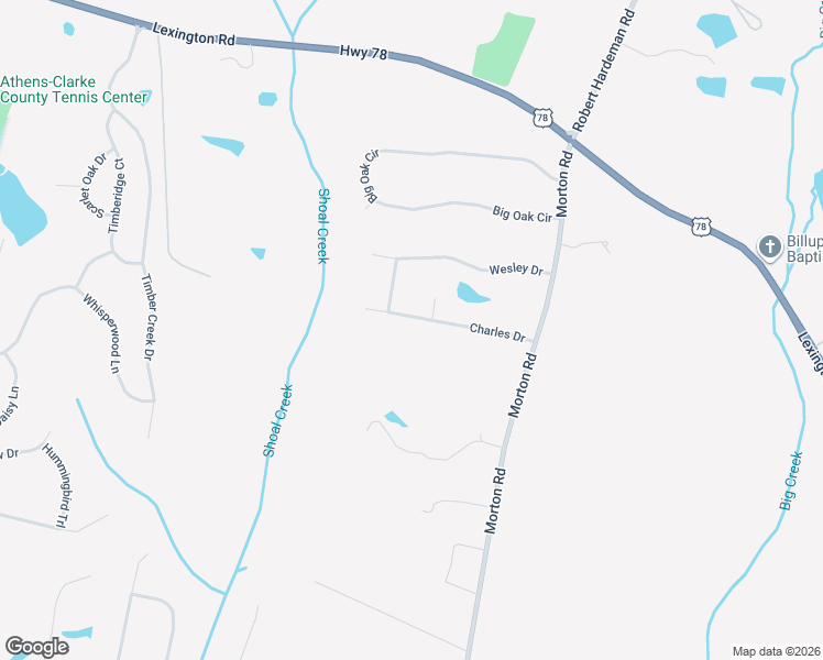 map of restaurants, bars, coffee shops, grocery stores, and more near 460 Charles Drive in Athens