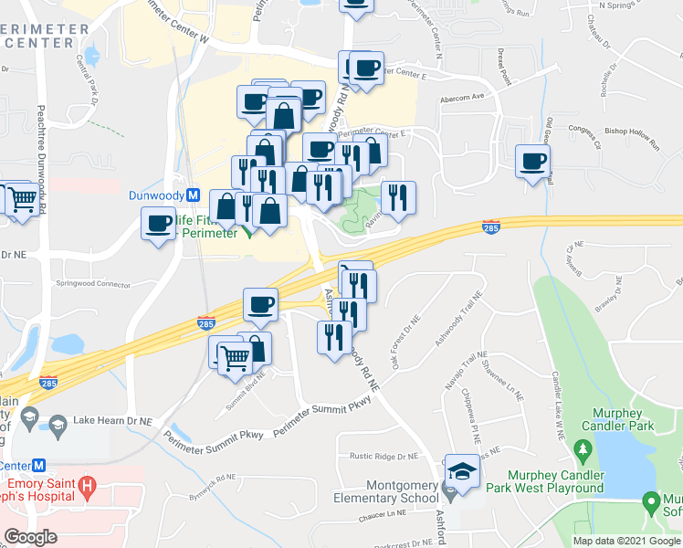 map of restaurants, bars, coffee shops, grocery stores, and more near in 