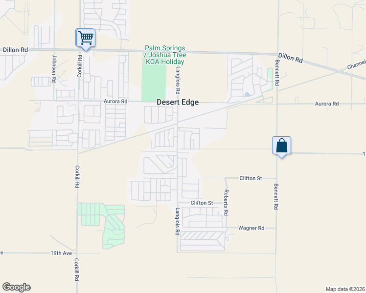 map of restaurants, bars, coffee shops, grocery stores, and more near 17777 Langlois Road in Desert Hot Springs
