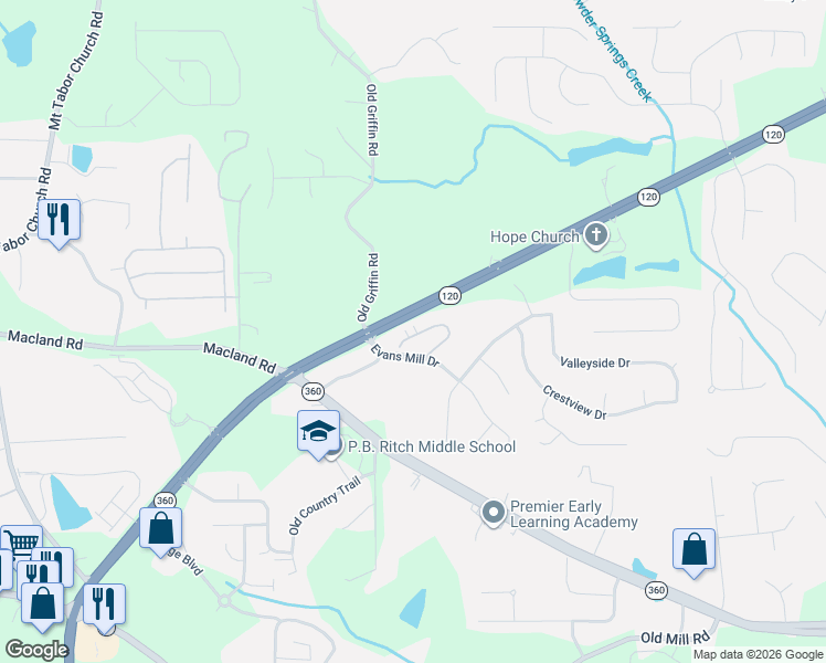 map of restaurants, bars, coffee shops, grocery stores, and more near 780 Camry Circle in Dallas