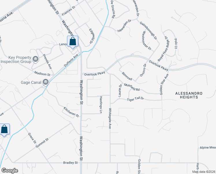 map of restaurants, bars, coffee shops, grocery stores, and more near 7383 Whitegate Avenue in Riverside