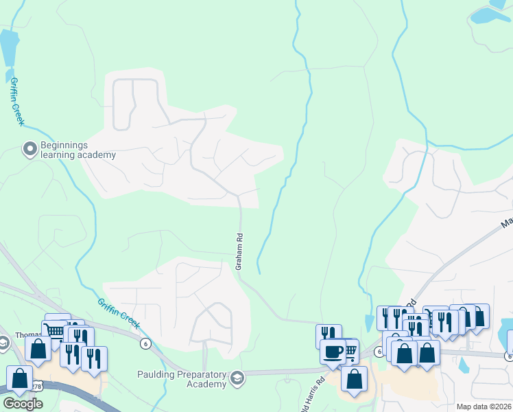 map of restaurants, bars, coffee shops, grocery stores, and more near 676 Graham Road in Dallas