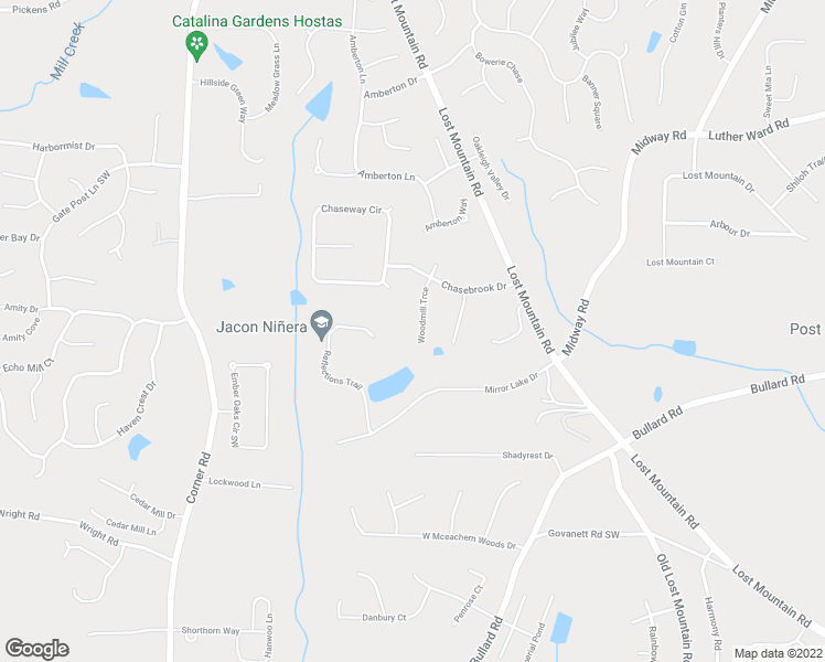 map of restaurants, bars, coffee shops, grocery stores, and more near 1365 Woodmill Trce in Powder Springs