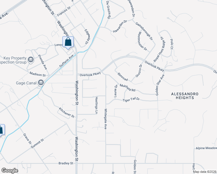 map of restaurants, bars, coffee shops, grocery stores, and more near 7383 Whitegate Avenue in Riverside