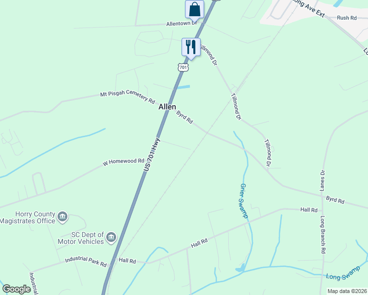 map of restaurants, bars, coffee shops, grocery stores, and more near 5628 Hillside Drive in Conway