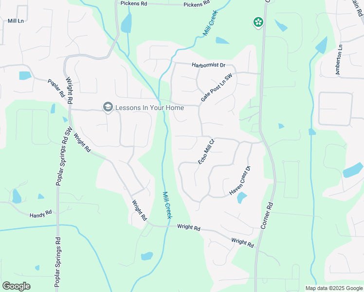 map of restaurants, bars, coffee shops, grocery stores, and more near 5478 Amity Cove in Powder Springs