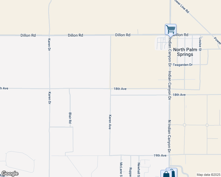 map of restaurants, bars, coffee shops, grocery stores, and more near Karen Avenue in Desert Hot Springs