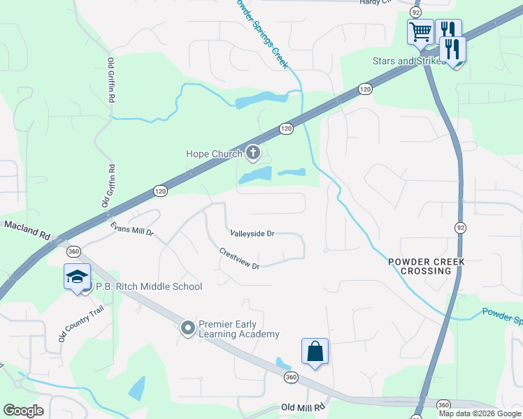 map of restaurants, bars, coffee shops, grocery stores, and more near 573 Willow Pointe Drive in Dallas