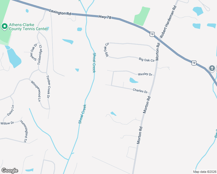 map of restaurants, bars, coffee shops, grocery stores, and more near 505 Charles Drive in Athens