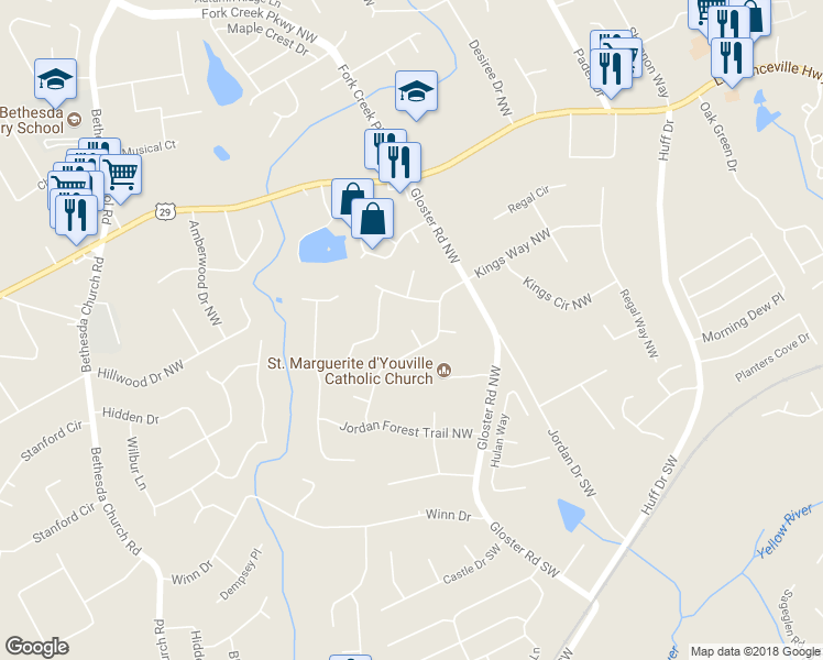 map of restaurants, bars, coffee shops, grocery stores, and more near 200 Celsiana Court Northwest in Lawrenceville