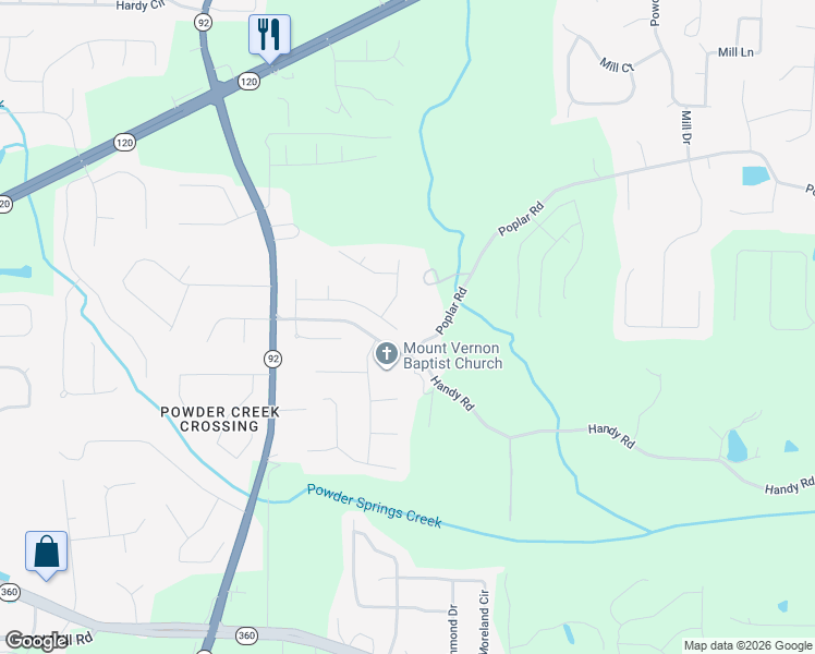 map of restaurants, bars, coffee shops, grocery stores, and more near 258 Williamsburg Drive in Dallas