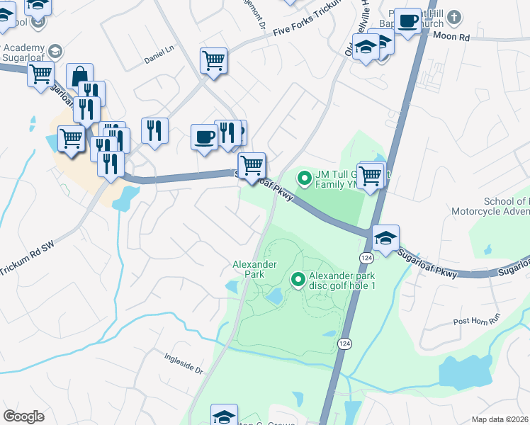 map of restaurants, bars, coffee shops, grocery stores, and more near 818 Old Snellville Highway in Lawrenceville