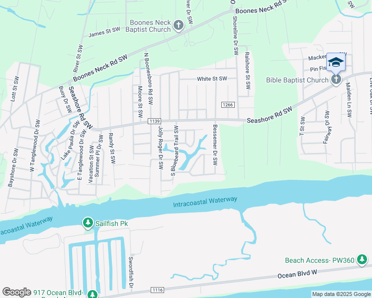 map of restaurants, bars, coffee shops, grocery stores, and more near 2575 Dockside Dr SW in Brunswick