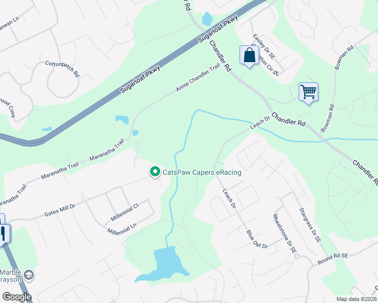 map of restaurants, bars, coffee shops, grocery stores, and more near 1521 McConnell Road Southeast in Grayson