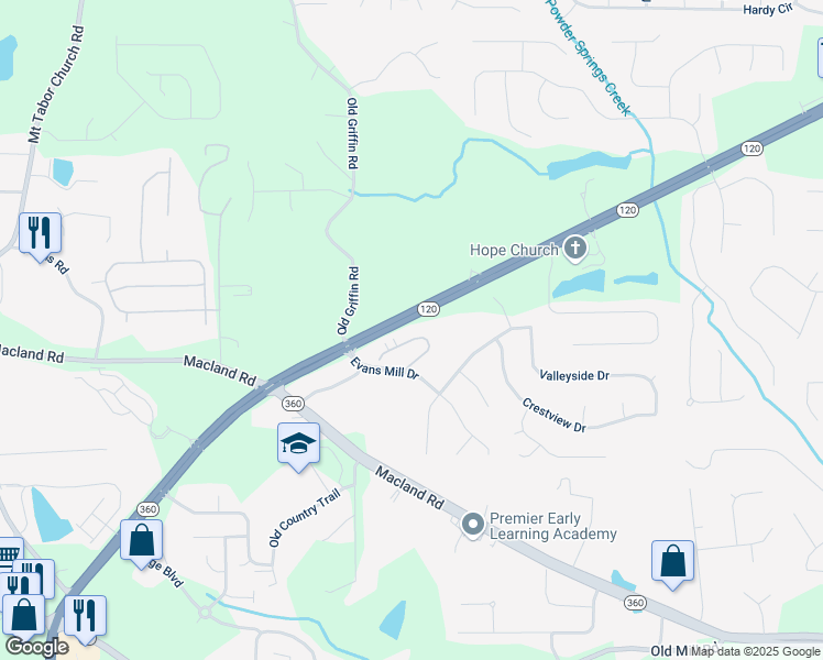 map of restaurants, bars, coffee shops, grocery stores, and more near 780 Camry Circle in Dallas