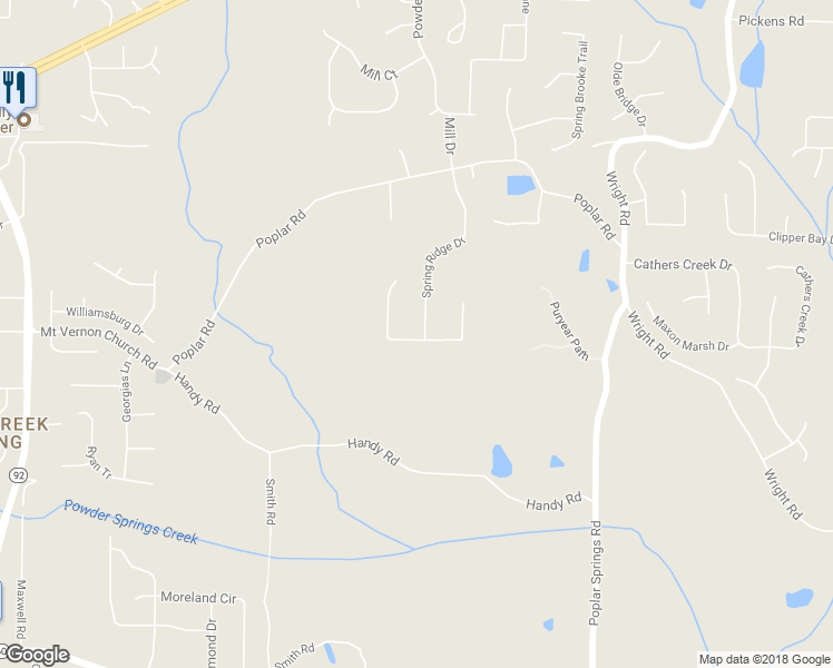 map of restaurants, bars, coffee shops, grocery stores, and more near 250 Spring View Court in Dallas