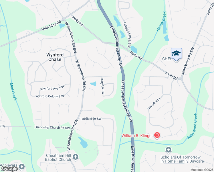 map of restaurants, bars, coffee shops, grocery stores, and more near 2602 Brookwest Lane Southwest in Marietta